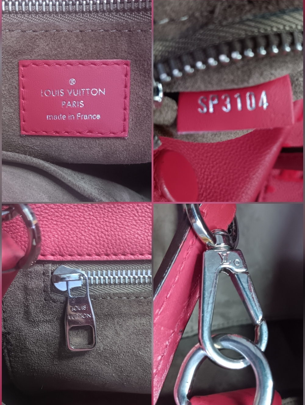 Louis Vuitton W Tote BB 2014 Veau Cachemire Leather Framboise Red ✨ COA - Picture 14 of 15